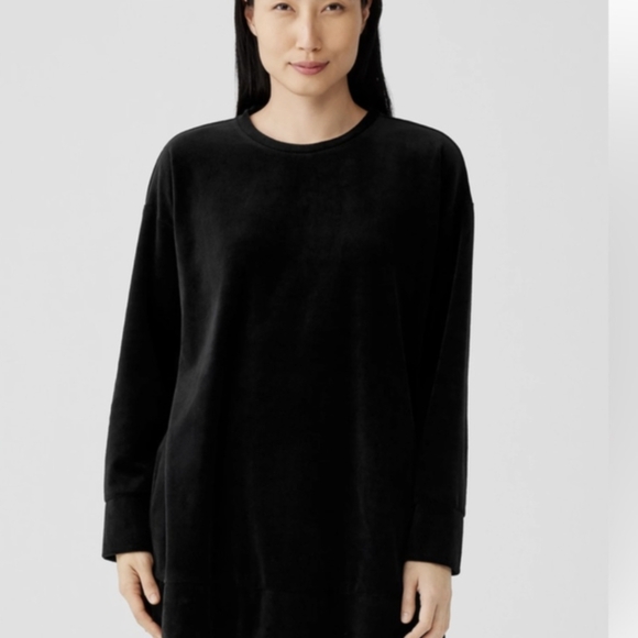 Eileen Fisher Velour Crew Neck Long Sleeve Women's Top - Picture 1 of 12